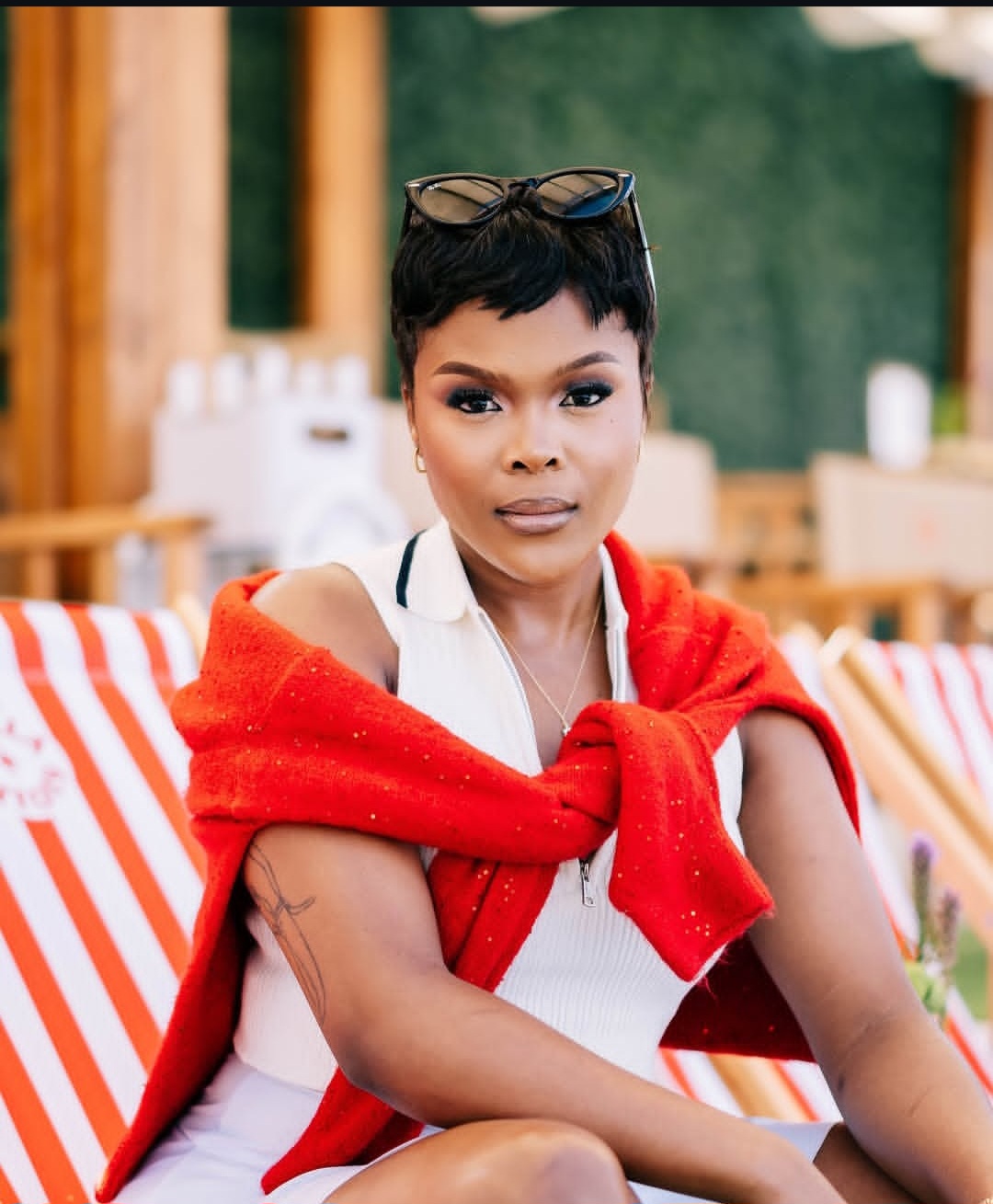 wearing a stylish pixie cut hairstyle