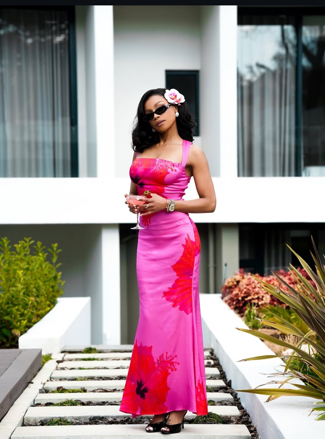 Bonang Matheba pink dress
