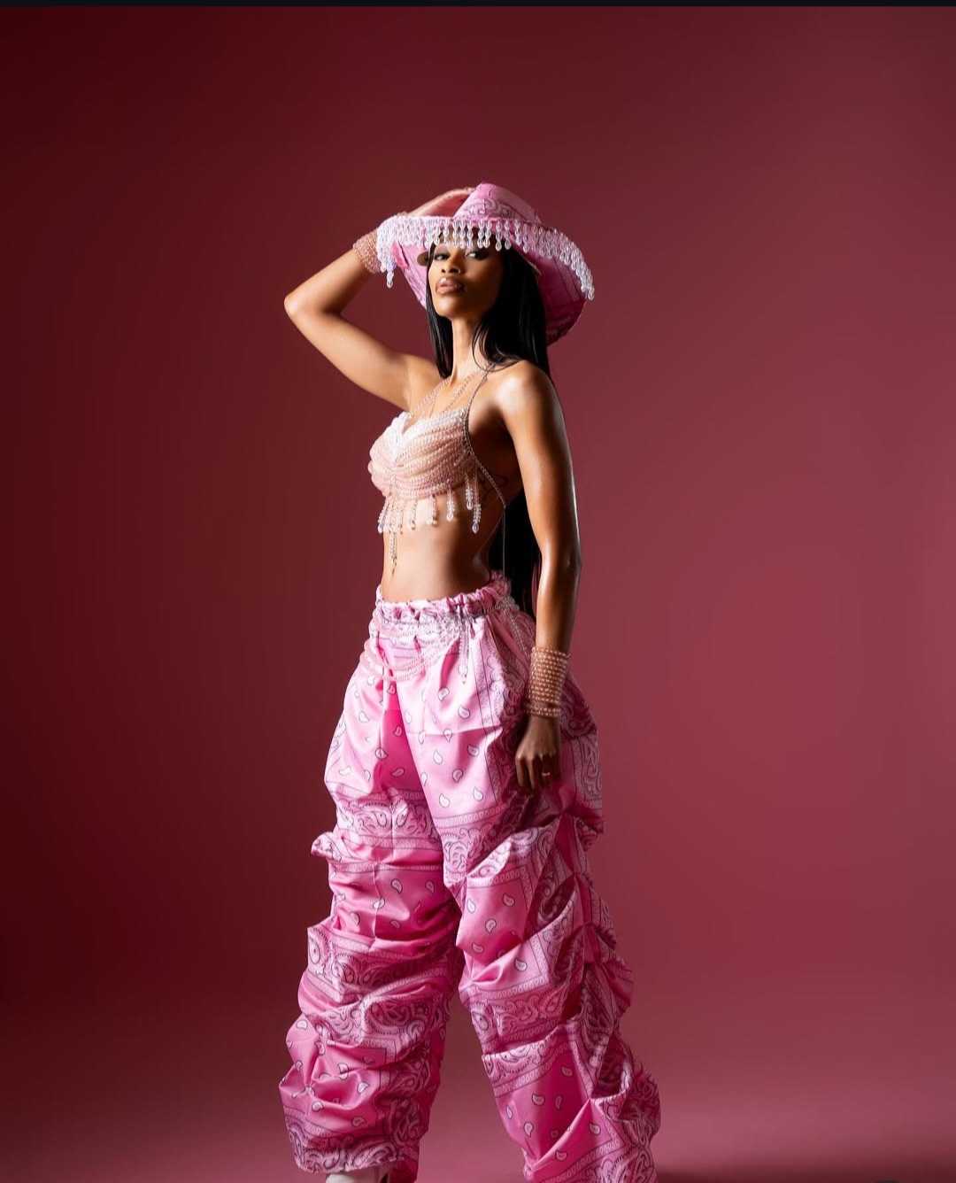 Thabsie in pink outfit 